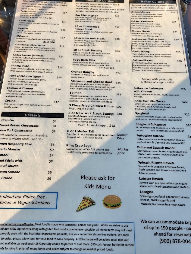 Santana Mavericks Bar N Grill Restaurant Menu | Big Bear Lake Dining